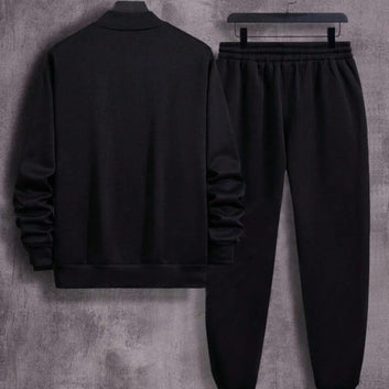 Men’s Premium Black Tracksuit Set – Zip Jacket & Jogger Pants