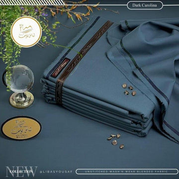 Premium Wash & Wear Unstitched Fabric – Dark Carolina | Rich & Refined Tone