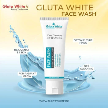 Gluta White Face Wash – Deep Cleansing & Brightening with Vitamin C & Glycolic Acid