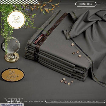 Premium Wash & Wear Unstitched Fabric – Iron Gray | Elegant All-Season Blend